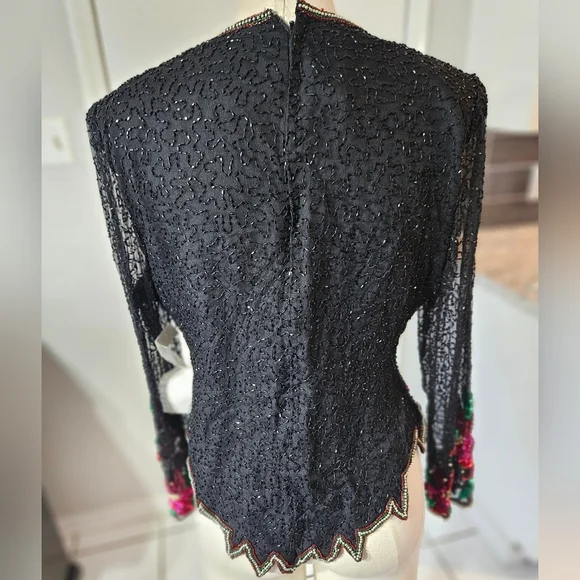 VTG NWT!! 1980s! Laurence Kazar Indian Silk Top PXL - Picture 3 of 6